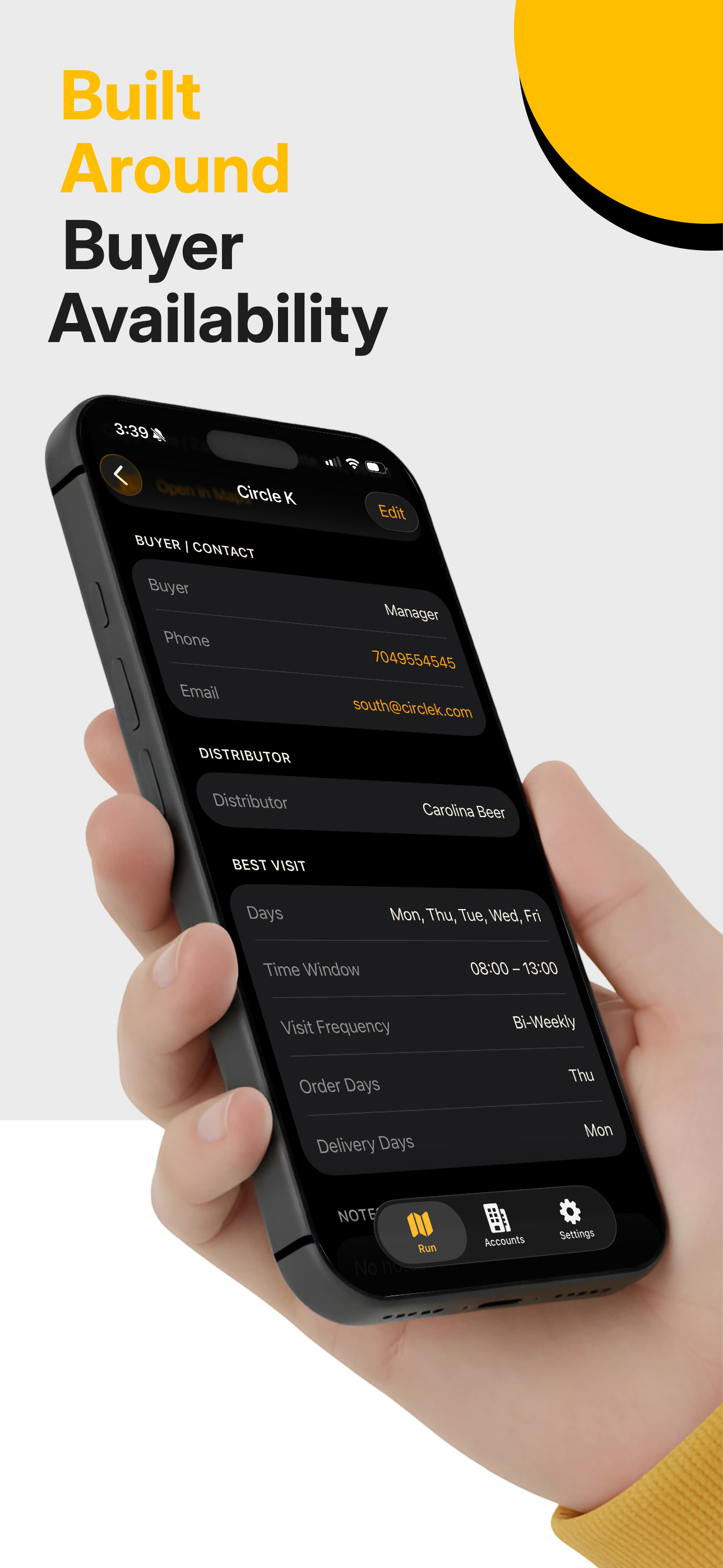 UBR account detail with buyer availability